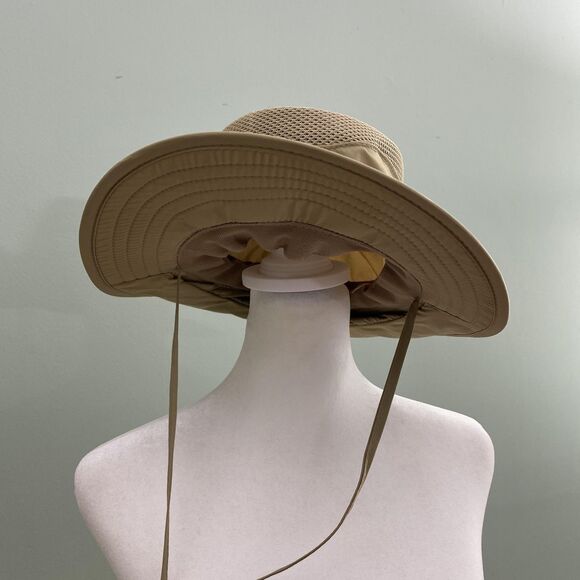 Panama Jack Hat Wide Brim Safari Boonie Mesh Vent Flap Strap Back Tan Mens S/M - Picture 4 of 12